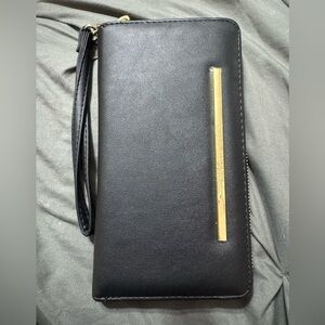 Steve Madden Black Wallet with Gold Accent